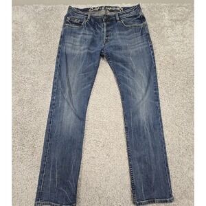 Cult of Individuality Jeans Mens 34x34‎ Blue Rebel Slim Medium Wash Button Fly